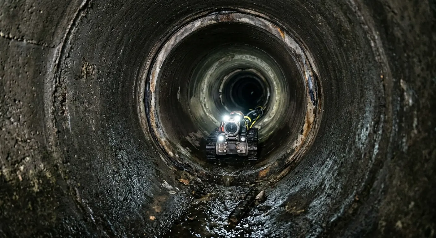 Robotic sewer camera inspecting pipe interior for Drain Snake Service in Elmhurst
